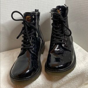 Zara Glossy Black Lace-Up Boots